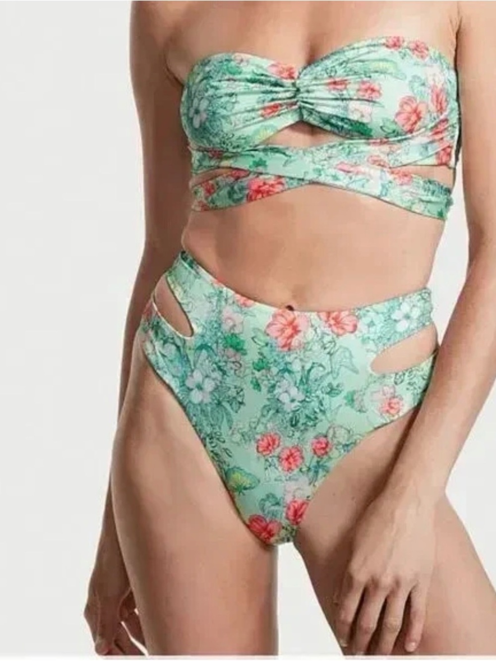 NWT Victoria’s Secret Swim High Waist Cheeky Bikini Bottom Butterfly Floral Med
